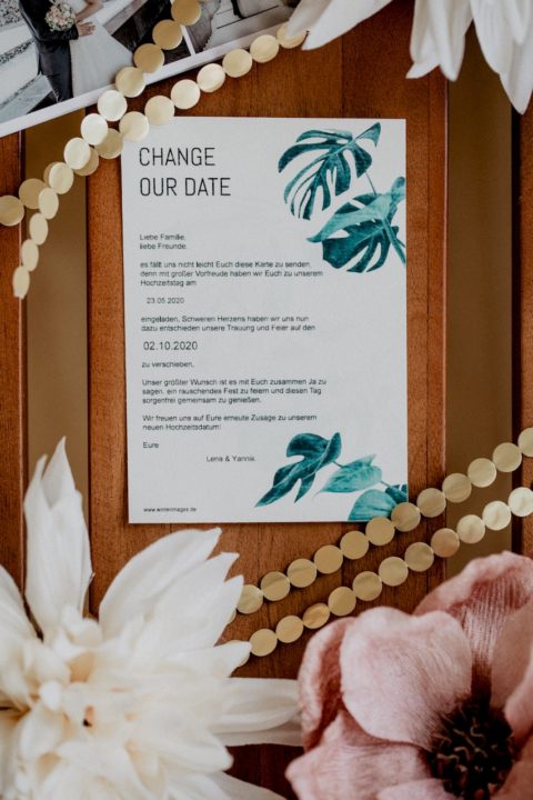 3 Gratis Vorlagen für Eure "Change-our-Date-Karten" aufgrund der